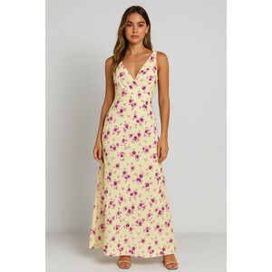 knee length dresses for ladies Nellie Smocked Bubble Sleeve Flower Print Dress – Lilac East main image 1